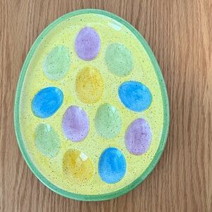 Easter/Spring Colorful Egg-Shaped Ceramic Egg Plate